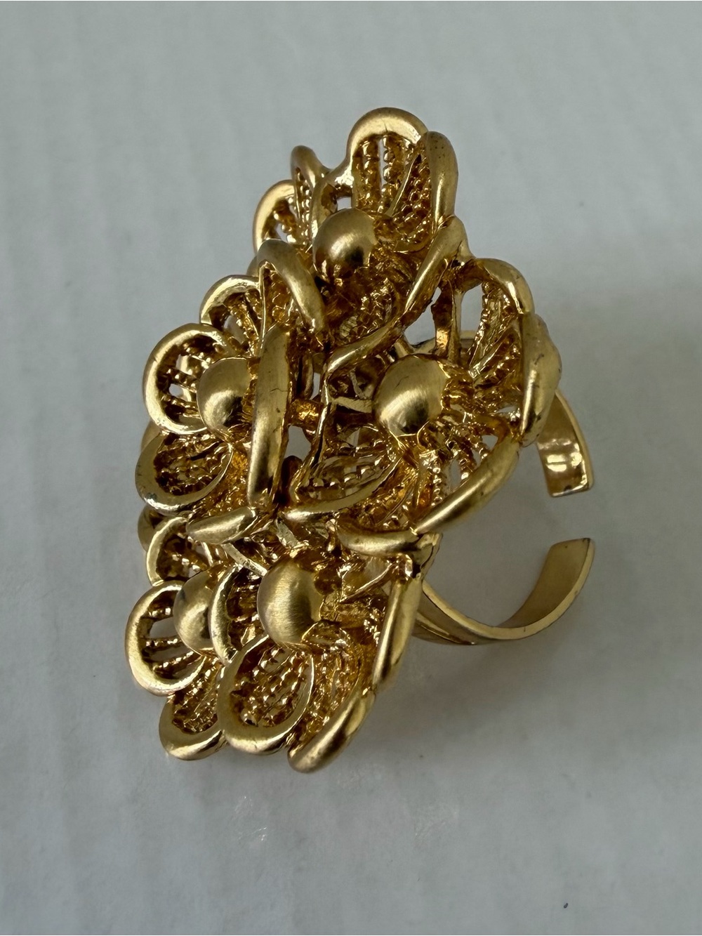 Gold Floral Bold Statement Ring - Fashion Jewelry